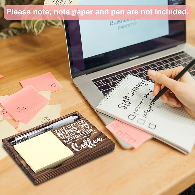Funny Office Gifts for Coworkers, Team Gifts for Employees, Appreciation Gifts for Coworker, Sticky Note Holder, Post-it Note Dispenser for Desk, Wooden Post-it Note & Pen Holder 6.5" x 4.7" - FTA122