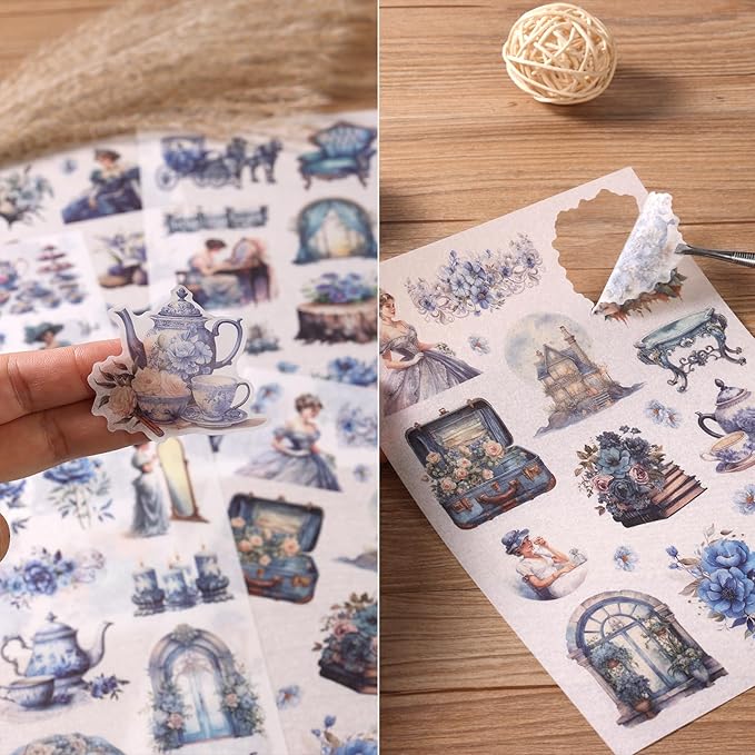 Vintage Ephemera Sticker 24 Sheets precut 300 washi Stickers Paper Journal Stickers for Adults People Junk Journal Sticker Book Scrapbooking Supplies