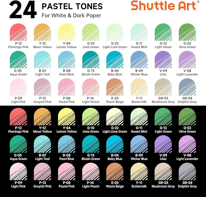 Shuttle Art Colored Pens, 24 Pastel Tone Colors Cute Journal Pens 0.6mm Fine Point Colored Gel Pens for Black Paper Adult Coloring Writing Drawing Journaling Note Taking School Office Home