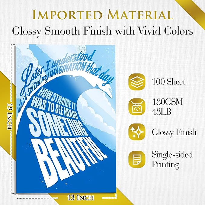 A-SUB Inkjet Glossy Photo Paper 13X19 Inches 48lb 180gsm Professional Glossy Photographic Paper for Inkjet Printers Dye Ink 100 Sheets