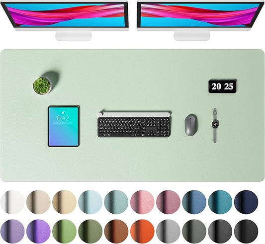 Aothia Faux Leather Desk Mat – Large Mouse Pad, Non-Slip PU Leather Blotter, Waterproof Writing Surface for Office and Home (Aqua, 47.2" x 23.6")