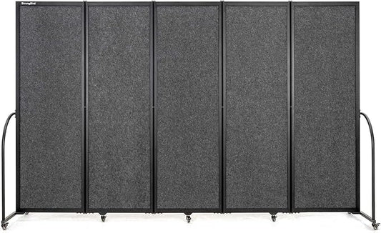Folding Room Partition,Privacy Room Screen with Arms,Office Dividers Partition Wall,10'2"L* 6'7"H,Dark Grey