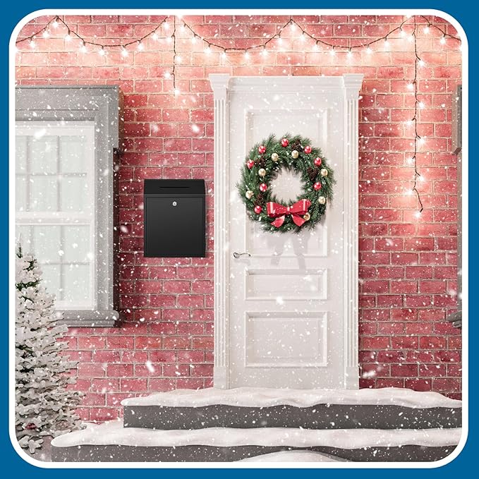 Metal Donation Cash Box Collection Safe Suggestion Box with Lock Wall Mounted Mailbox Delivery Ballot Container for Home Office Outdoor Door(Black,15 x 12 x 4 Inch)