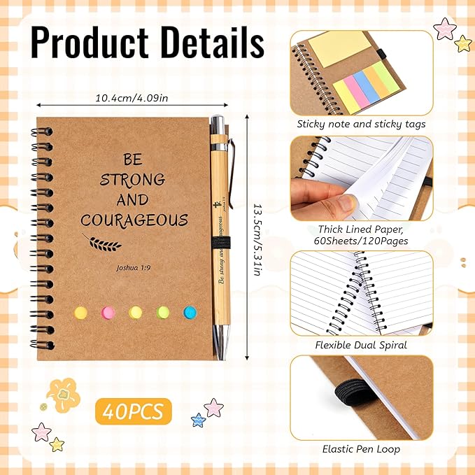 30 Sets Christian Gifts Bulk Prayer Journal Christian Spiral Notebooks with Bible Ballpoint Pens Religious Small Notepad Inspirational Church Gift for Women Men Sunday School Family Bible Study Groups