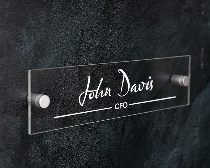 Name Plate For Wall or Door - Name Sign For Office (Clear Acrylic)