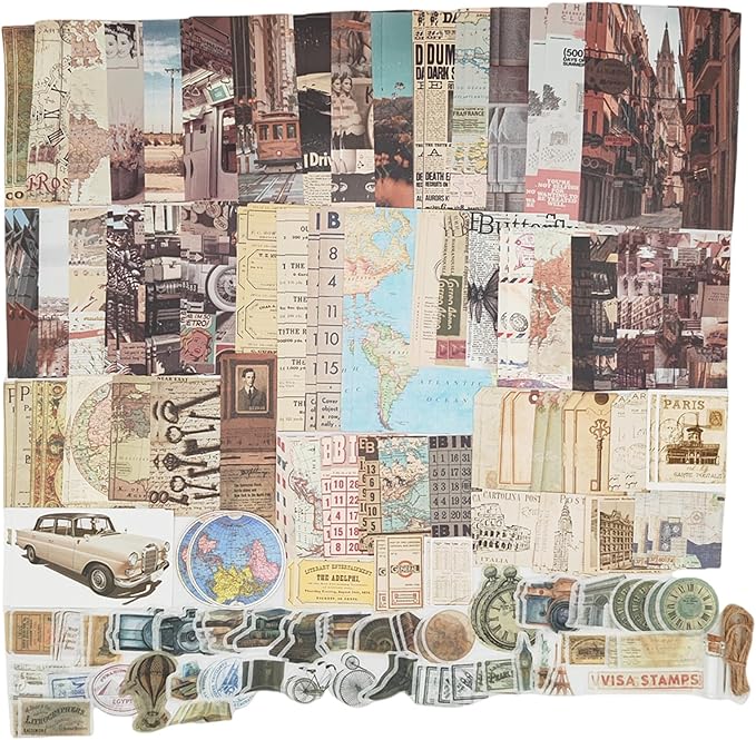 Vintage Journaling Scrapbooking Supplies Scrapbook Sticker Paper Ephemera Pack for Bullet Junk Journal Planners Collage Craft Notebooks Album (Olden Days)