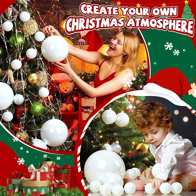 20 Pcs Christmas Ball Ornaments 4 Inch UV Resistant and Waterproof Shatterproof Shiny Plastic Christmas Tree Hanging Ornaments Decoration for Indoor Outdoor Holiday Party(Glossy White)
