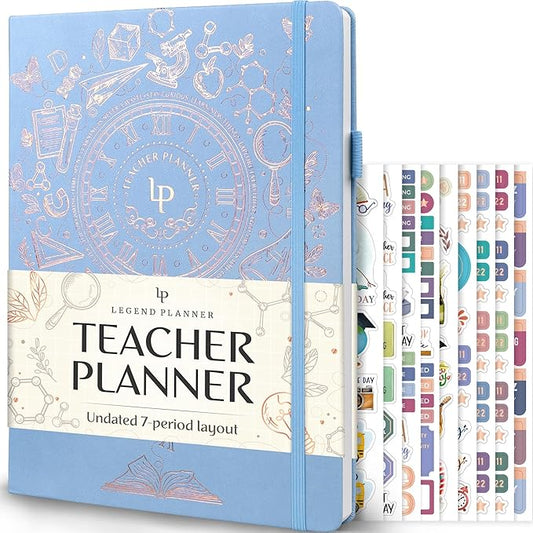 Legend Teacher Planner – Undated Lesson Plan Book for Teachers with Weekly & Monthly Calendars - Classroom Organization & School Year Planner – 8.5”x11.5” Hardcover (Periwinkle)