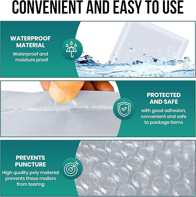 Levex - #5 10.5" x 16" [5 Pack] Poly Bubble Mailers, Padded Envelope Mailers, Packing Envelope & Mailing Bags for Shipping