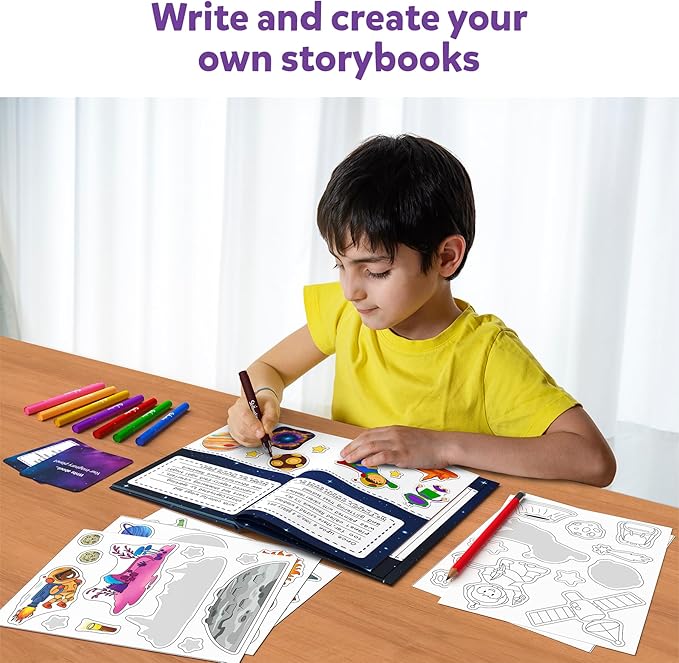 Skillmatics Storybook Art Kit - Create Space-Themed Stories, DIY Craft & Writing Kit with 300+ Stickers, Scrapbooking Activity, Gifts for Kids Ages 5, 6, 7, 8, 9, 10