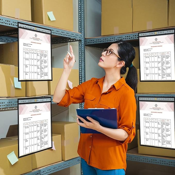 Office Werks Stitched Job Ticket Holder 11 x 17 Inch, Clear Work Order Plastic Sleeves Holder, Document Print Holders, Perfect for Attaching to Machinery, File Cabinets, Racking & Hanging, 25 Pack