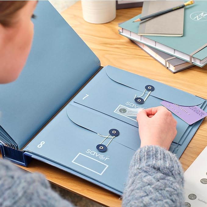 Savor | 2025 Edition The Folio™ Document Organizer | Custom Dyed Cloth-Bound Expanding File for Important Papers, Passports, Birth Certificates & More | Ideal for Home Organization & Graduation Gift