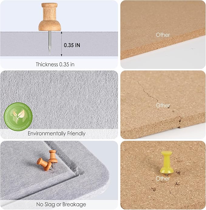 MaxGear Extra Large Bulletin Board 60" x 36", Foldable Felt Board Vision Board Supplies, Cork Board for Office, Home, School, Small Pin Boards for Walls Decorative Display Board Moonlight Gray