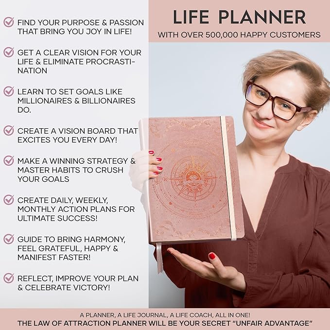 2026 Planner Weekly and Monthly | Law of Attraction Planner with Panduo App | A 12 Month Journey for Productivity, Gratitude & Goal Setting | Includes Foldable Vision Board, Gift Box & Stickers