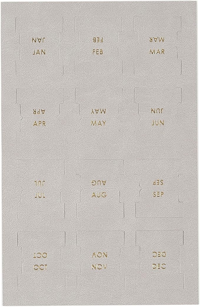 Vegan Leather Gold Foil Mini 12 Month Adhesive Tabs for Folders, Pages. Organize Your Files, Books and Agenda's with These Sticky January Through December File Tabs - Erin Condren