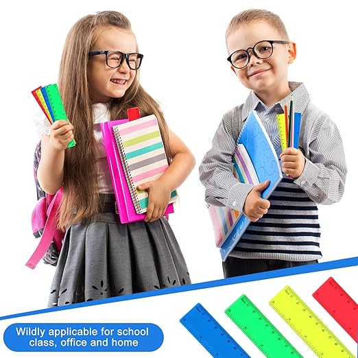 Zonon 500 pcs Rulers Bulk Plastic Flexible Straight Rulers with Inches and Centimeters First Day of School Gift for Students Back to School Office Supplies (Opaque Bright Color,6 Inch)