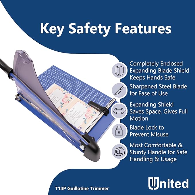 United Office Products T14P Professional Guillotine Paper Trimmer, Sturdy Metal Base, 14" Cut Length, 40 Sheet Capacity, Paper Cutter for Offices, Schools and Crafts