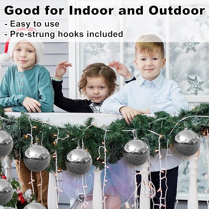 Silver 6.0" Extra Large Christmas Balls - Christmas Tree Decoration Ornaments Shatterproof Hanging Shiny Balls for Birthday Holiday Wedding Decorations Set of 2pcs