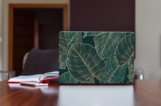 KEROM Compatible for MacBook Air 13 inch Case 2025-2022 M4 M3 M2 A3240 A3113 A2681, MacBook Air M4 13 inch Case, Protective Plastic Hard Shell & Keyboard Cover for Mac Air 13.6'', Green Leaves