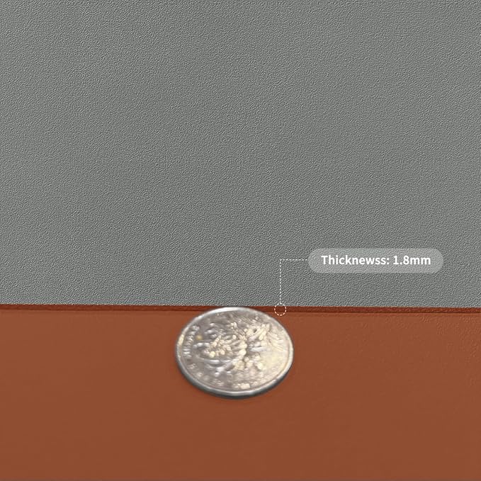 Leather Table Cover,1.8mm Thick,12x45 Inch Table Protector,Glass Table Protector,Table Sticker Cover,Desk Covers On Top of Desks.(Brown+Gray,12x45)