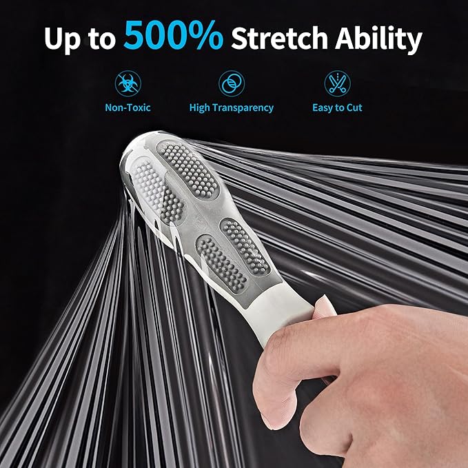 JARLINK Stretch Film, 15 Inch x 1000 Feet Shrink Wrap for Pallet Wrap, Industrial Strength Stretch Wrap with Handles, Moving Wrapping Plastic Roll, 60 Gauge, 2 Pack, Clear