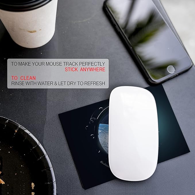 Mouse Pad Adhesive Bottom - Sticks to Any Surface - Portable - Webcam Covers and Screen Cleaner Included (Space Window)