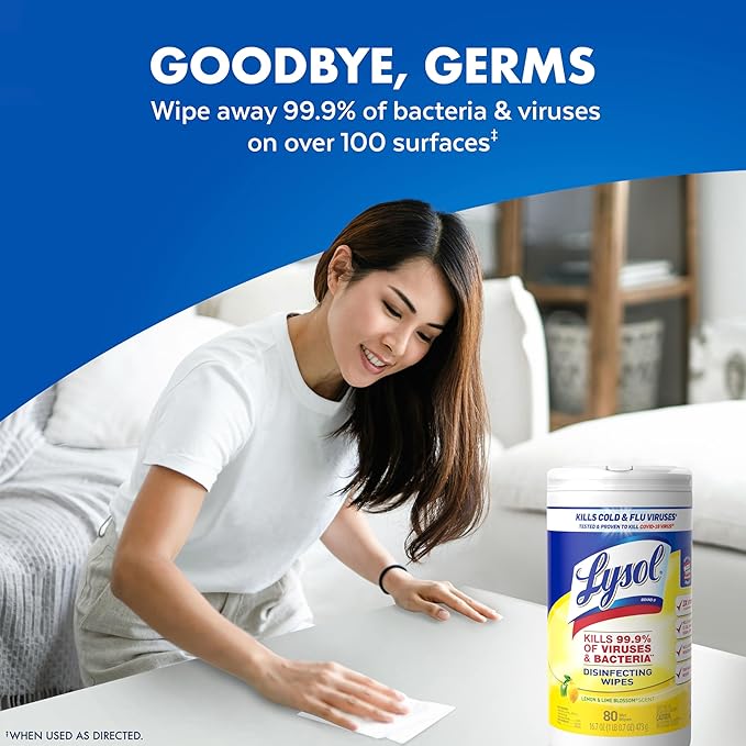 Lysol Disinfectant Wipes Bundle, Multi-Surface Cleaning Wipes, For Disinfecting & Cleaning, contains Lemon & Lime Blossom, Crisp Linen, & Mango & Hibiscus, 3x80 ct, (240 ct Total)