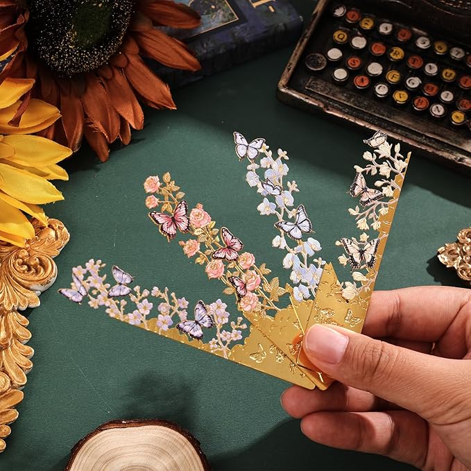 4pcs Metal Bookmarks, Butterfly Flower Theme Pretty Book Marks for Reading Women, Cute Book Markers for Writers, Kids, Teens, Men Readers, Reading Accessories Gifts for Book Lovers