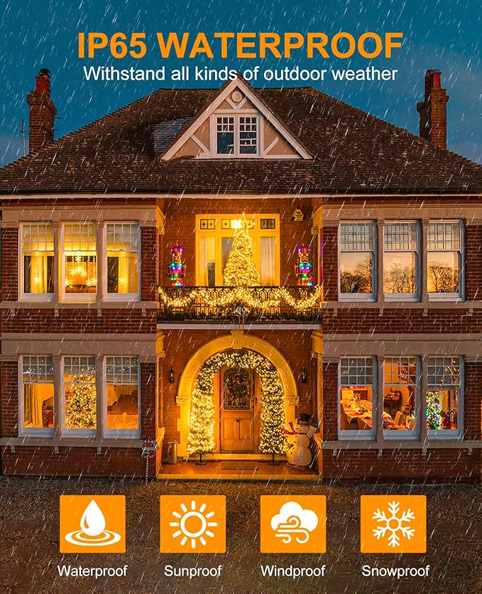 197FT 600 LED Christmas Lights Outdoor, Plug in Christmas Tree Lights Waterproof, 8 Modes Warm White String Twinkle Lights for Indoor Classroom Patio Garden Party Wedding Holiday Decorations