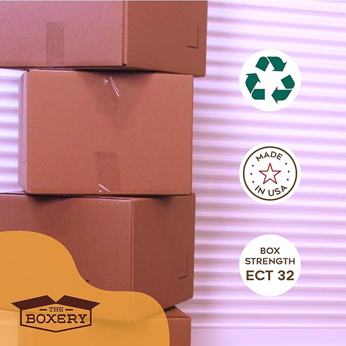 The Boxery 18"x12"x8" Brown/Kraft Corrugated Cardboard Shipping Boxes 25-Pack | Mailing, Packing, Moving & Storage for Business/Home – Durable - Eco-Friendly, Recyclable - Made in the USA