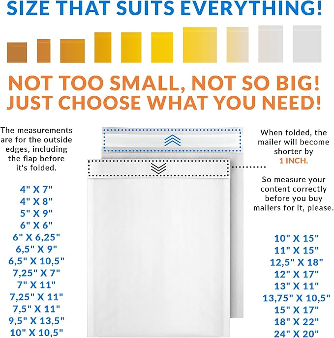 ABC PACK & SUPPLY White Kraft Bubble Mailer Envelopes, 12.5 x 18 Inches. 100 Pack Mail Padded Envelopes Self Seal. Kraft Bubble Mailers. Tear-Resistant Mailing Envelope Padded. Sturdy Paper Mailer