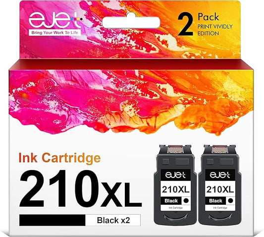 210XL Black Ink Cartridge Remanufactured Replacement for Canon 210XL Black Ink Cartridge 210 XL for Canon PIXMA IP2702 IP2702 MP230 MP250 MP270 MP280 MP480 MP490 MP495 MX320 MX330 MX340 MX410(2 Pack)