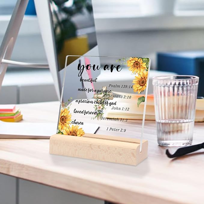 Christian Gifts for Women Men, Religious Gifts for Women Inspirational Gifts Scripture Gifts Clear Desk Decorative Sign Christian Spiritual Baptism Gifts for Woman Man