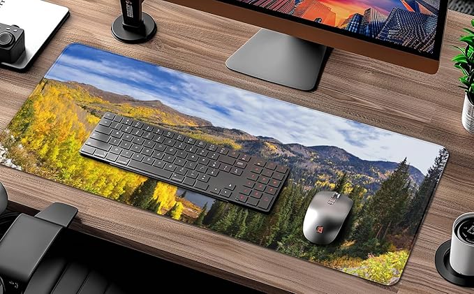 Big Cottonwood Canyon Non-Slip Desk Pad, Desk Mat with Seamed Edges, Utah Landscape Gaming Mouse Pad, Keyboard Pad, Mouse Mat for Work, Game, Office, Home, 31.5 X 11.8 Inch, 3mm Thick