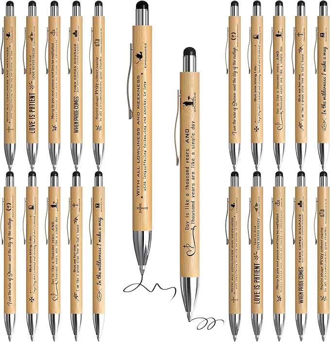 Christian Inspirational Pens With Bible Verse Stylus Ballpoint Pens Black Ink Bulk Motivational Christian Gifts for Women Men Bible Study Supplies for The Office Gifts 20 Count