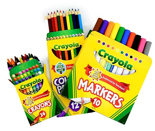 Back to School Supply Box (Pallet - 180 Boxes) - Grades K-5 Back to School Supplies - 32 Piece Kit Includes Markers, Crayons, Pencils, Scissors, Folders, Glue Sticks, Notebook, and Composition Book