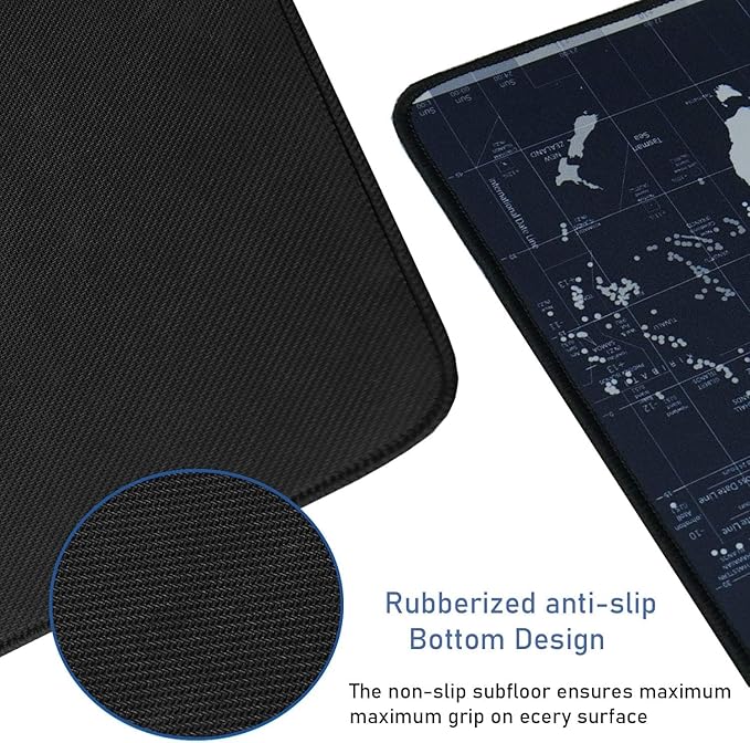 Large Extended Gaming Mouse Pad with Stitched Edges,(35.4X15.7In) Durable Non-Slip Natural Rubber Base, Waterproof Computer Keyboard Pad Mat for Esports Pros/Gamer/Desktop/Office/Home, Map