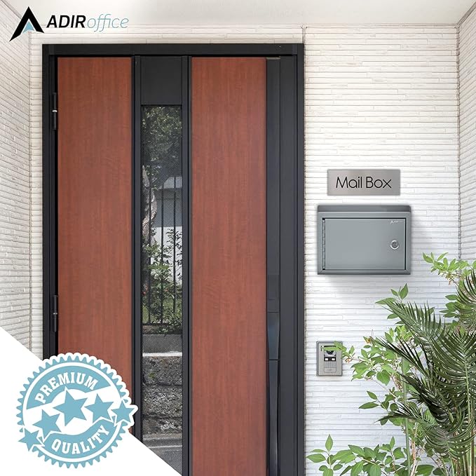 Adir Suggestion Box with Slot and Lock - Money Drop Box with Lock, Cash Dropbox - 9.8x7.5x3.4 Inches Wall Mount Donation Box - Metal Deposit Box in Gray