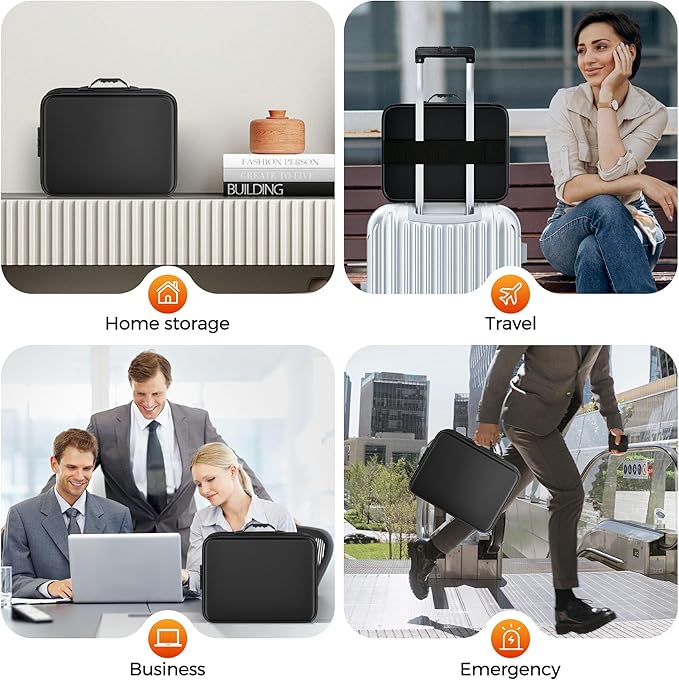 Nacial 5200℉ Fireproof Document Box with Lock, Expandable Document Organizer, Heat Insulated Fireproof Waterproof Box for File Storage, ﻿Portable Sturdy Handle for Important Documents Home Travel