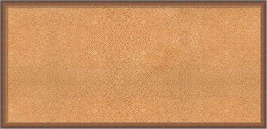 Amanti Art Natural Cork Board for Wall, 26x54 Vision Board with Bronze Frame, Oversize Corkboard Office Decor for Home Organization, Modern Corkboard Pinboard to Display Items for Home Organization