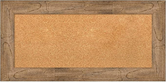 Amanti Art Natural Cork Board for Wall, 18x36 Vision Board with Brown Wood Frame, Medium Corkboard Office Decor for Home Organization, Country Rustic Corkboard Pinboard to Display Items for Home