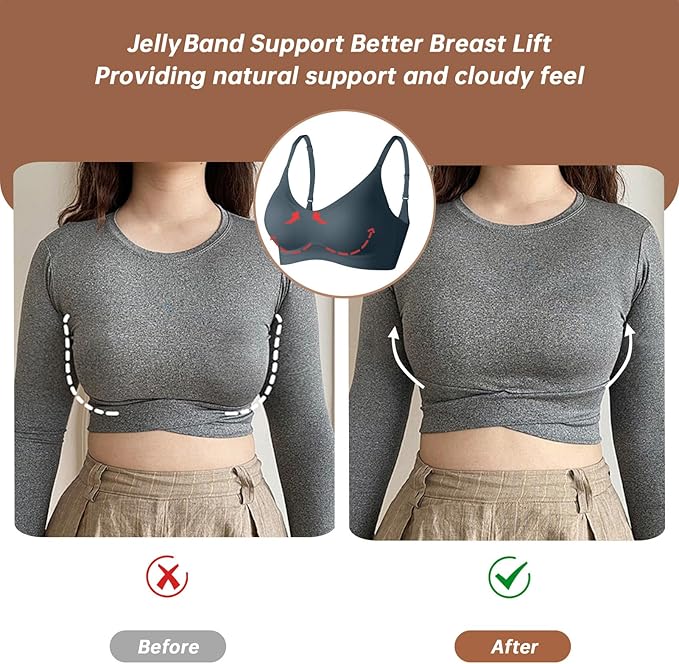 OEAK Womens Wireless Bras Comfortable Push Up Bra No Underwire Bra Full Support Lift Bralette Everyday Seamless Tshirt Bras