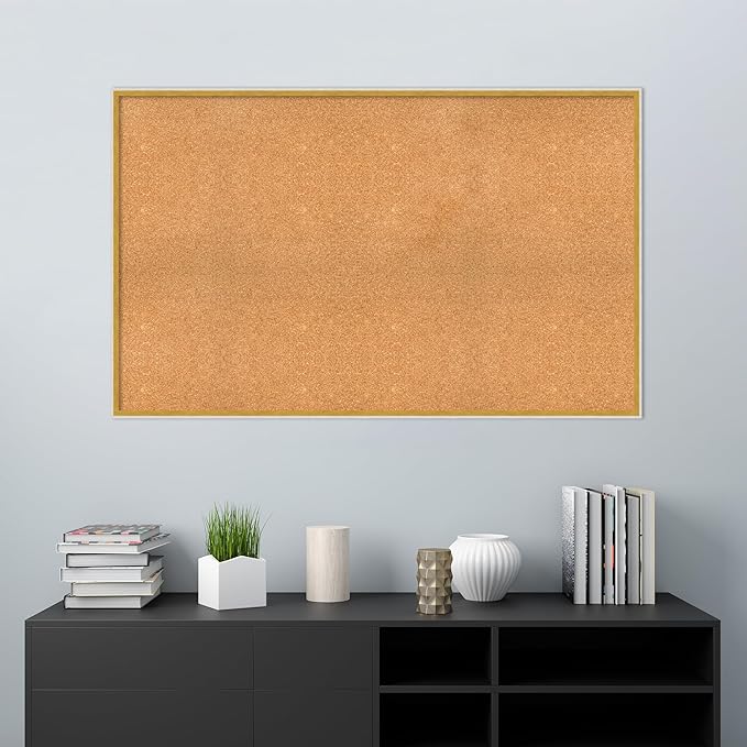 Amanti Art Natural Cork Board for Wall, 33x53 Vision Board with White Frame, Oversize Corkboard Office Decor for Home Organization, Modern Corkboard Pinboard to Display Items for Home Organization in