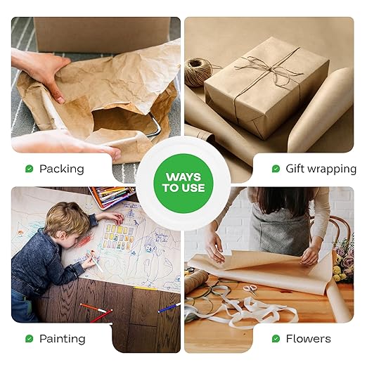 IDL Packaging 48" x 8640" (720 feet) - Brown Kraft Paper Roll - 50lb Thickness - USA-Made Heavy Duty Paper for Packing, Moving, Shipping, Crafts - 100% Recyclable Natural Kraft Wrapping Paper