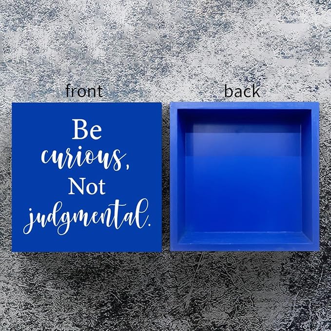 Inspirational TV Show Merchandise Wooden Box Sign Decorative Soccer Coach Gifts Office Desk Decor for Tabletop Bookshelf Tiered Tray Home Farmhouse Bedroom Library Rustic Square Wall Decor Blue