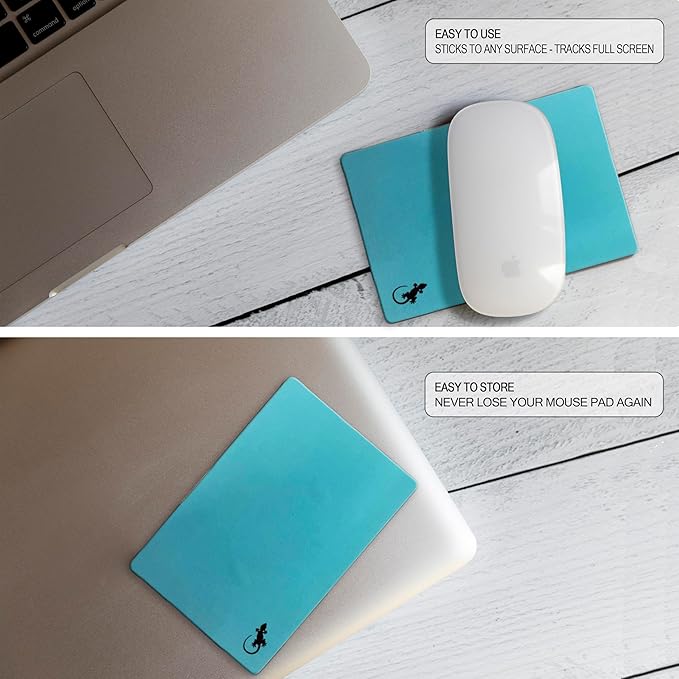 Mouse Pad Adhesive Bottom - Sticks to Any Surface - Portable - Webcam Covers and Screen Cleaner Included (2 Pack - Blue and Pink)