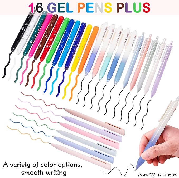 No Bleed Bible Highlighter Pen Set Study Supplies for Women - Pencil Pouch,12 Highlighters with 75 Tabs, 16 Gel Pens ( Black & Color Ink ) Notebook - Bible Journaling Catholic Christian Gift, Green