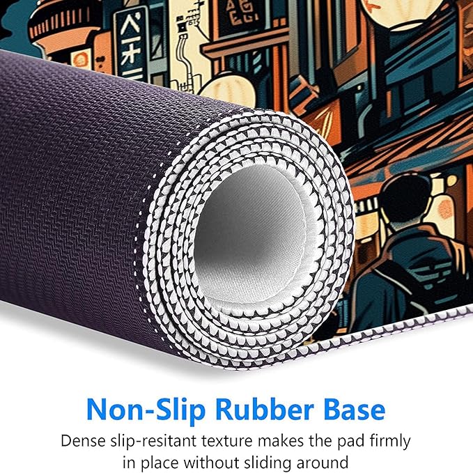 Japanese Street Desk Pad Mouse Pad Anime Tokyo Night Market XL Mouse Pad Large Mousepad Extended Laptop Keyboard Mat Gaming Desk Pad Mouse Mat Office Computer Keyboard Laptop Home 31.5"x11.8"