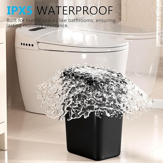 3Pack Bathroom Small Trash Can with Lid, 2.6 Gallon Touchless Automatic Garbage Can Slim Waterproof Motion Sensor Smart Trash Bin for Bedroom, Office, Living Room-Black