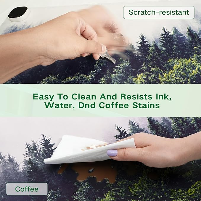 iCasso Heated Mouse Pad Hand Warmer, XXL Aesthetic Heated Desk Pad, 35.4" x 15.7" Large Mouse Pad with 4 Heating Levels for Computer Keyboard, Large Mousepad for Home Office Work (Forest)